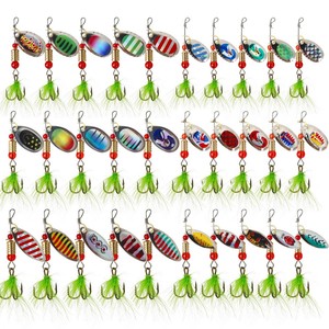 LUSHAZER 30 Pièces/Ensemble Leurres de Pêche Kit Spinnerbait avec Boîte Cuillère Métal Artificielle <span class=keywords><strong>pour</strong></span> Achigan <span class=keywords><strong>Truite</strong></span> - Product Image 1