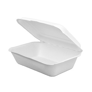 Bán buôn soton hình chữ nhật bản lề 9x6 đưa ra vỏ sò bã mía hộp thực phẩm container không thấm mỡ mía dùng một lần ăn trưa hộp - Product Image 1