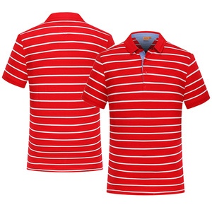 Factory Price Custom OEM Logo Printing Embroidery Red Stripe Polo T Shirt 100% Cotton 210gsm Quick Dry Men's Jersey Polo Shirts