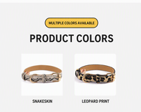 Collier réglable en cuir à imprimé léopard et imitation peau de serpent pour chats et chiens de petite à moyenne taille, accessoire de promenade en extérieur