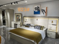 Personnalisation de lit au design de luxe moderne Blanc/Noir Chambre à coucher Hôtel Tissu synthétique moderne en promotion Offre Spéciale