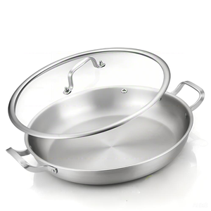 Poêle à <span class=keywords><strong>paella</strong></span> en acier inoxydable de 14 pouces avec couvercle, grande poêle pour tous les types de cuisinières, Panelas Papila - Product Image 1