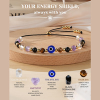 Pulsera de Cuentas Apilable con Amuleto Nazar Boncuk de Protección Contra el Mal de Ojo, Ajustable, Accesorio de Amistad