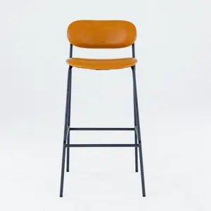 Роскошная подставка для ног ручной работы, высота в скандинавском стиле, черный металлический каркас, искусственная кожа, барные стулья, роскошные барные стулья для кухни