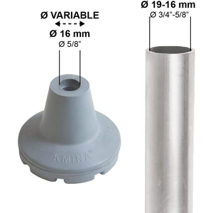 Puntali Antiscivolo per Bastoni da Passeggio 19 mm, 18 mm e 17 mm (x2 pz), Gommini in Gomma Grigia KMINA K10035 - Product Image 2