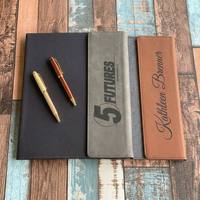 Buku Catatan Kulit dengan Ukiran Laser Personal, Portofolio Kulit Kanvas Kosong, Padfolio Notepad Isi Ulang, Hadiah untuk Guru Pria