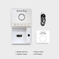 Bague connectée étanche IP68 en acier brossé, avec contrôle par application, suivi de la fréquence cardiaque, de la variabilité de la fréquence cardiaque (VFC) et de la santé, affichage de l'heure et de la date