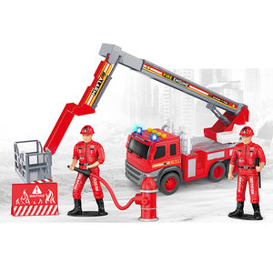 JINHENG US EU Markets Véhicule <span class=keywords><strong>de</strong></span> lutte contre l'incendie à six roues Jouets <span class=keywords><strong>Camion</strong></span> <span class=keywords><strong>de</strong></span> <span class=keywords><strong>pompier</strong></span> en plastique Collection Lumières Musique 1:18 Échelle 3 * AG13 Batterie - Product Image 5