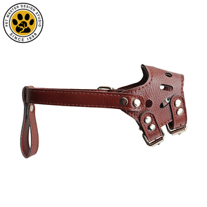 SinSky 개 머리 칼라 <span class=keywords><strong>PU</strong></span> 소가죽 개 입 커버 안티 물린 안티 짖는 입 커버 조정 가능한 개 총구 - Product Image 3