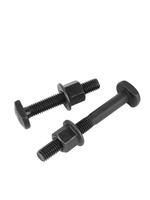 Vis à tête plate en T à longue tige, acier au carbone grade 8.8, oxyde noir, pour fixation de supports de presse et de vérins