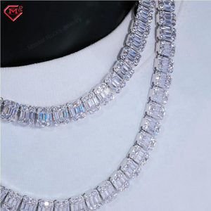 Master Rocks 8mm Plata de Ley 925 Iced Out Square Baguette Tennis Chain Vvs Moissanite Tennis Chain - Product Image 6