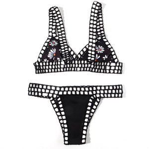 Brazil Crochet Bikinis chắp vá Reversible Leopard Daisy thiết kế công nghệ cao handmade đồ bơi maillot De Bain Femme beachwear - Product Image 4