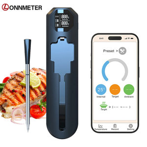 El más nuevo termómetro remoto para barbacoa inalámbrico de alimentos de doble temperatura para el hogar con mango de cerámica para ahumador, horno para hornear, asador - Product Image 2