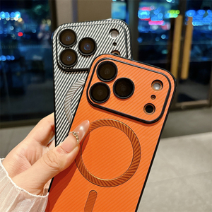 เคสโทรศัพท์แม่เหล็กเนื้อคาร์บอนไฟเบอร์สุดหรูสำหรับ iPhone 17 Pro Max 14 15 16 Plus Air พร้อมฟิล์มกระจกป้องกันเลนส์ - Product Image 4