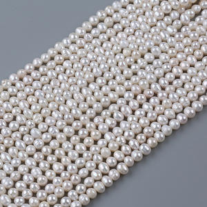 Perles de culture d'eau douce naturelles Zhuji 5-6 mm, blanches, en forme de pomme de terre, pour collier ou bracelet DIY - Product Image 4