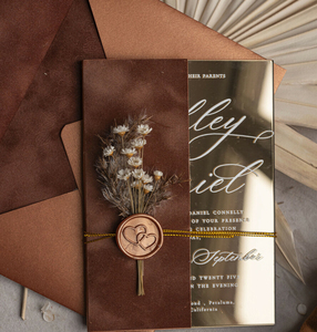 Carte d'invitation de <span class=keywords><strong>mariage</strong></span> acrylique de douche nuptiale de quinceanera <span class=keywords><strong>A5</strong></span> en plexi transparent de luxe personnalisé avec <span class=keywords><strong>enveloppe</strong></span> de velours et sceau de cire - Product Image 2
