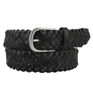 Vente en gros Vêtements homme <span class=keywords><strong>femme</strong></span> <span class=keywords><strong>Ceinture</strong></span> tissée en <span class=keywords><strong>cuir</strong></span> reconstitué PU tressé <span class=keywords><strong>noir</strong></span> <span class=keywords><strong>boucle</strong></span> <span class=keywords><strong>argent</strong></span> antique - Product Image 2