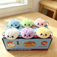 Porte-clés en peluche mini 10 cm en forme de boulette ou de pain vapeur, breloques pour sacs cadeaux, mascotte en peluche