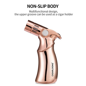 ولاعة سجائر إلكترونية من الفولاذ المقاوم للصدأ، ولاعات غاز البيوتان القابلة لإعادة الملء ذات 4 لمبات نفاثة من مادة مقاومة للرياح ولاعة سجائر - Product Image 3