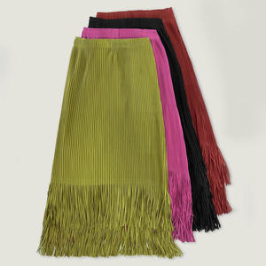 2024 Miyake col tailleur costumes Double boutonnage plissé gland jupe à manches longues Design Original affaires lâche femmes vêtements - Product Image 5