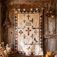 Couverture tricotée vintage pour baptême, cadeau religieux chrétien catholique, avec croix et versets bibliques inspirants