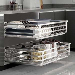 <b>Kitchen</b> Furniture Accessories Hardware Soft Sliding <b>Out</b> <b>Pull</b> <b>Out</b> Cabinet Drawer <b>Basket</b> Wire <b>Baskets</b> for <b>Kitchen</b> Storage Racks - Product Image 1