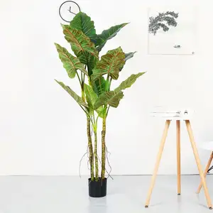 Factory Direct Sale Green Taro Leaf Plants Houseplants Potted Artificial Plantas Tree For Indoor Decoration