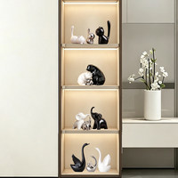 Figurines d'ours en céramique en trois parties - Style luxe léger - Emballées - Pour la décoration de l'entrée, du salon, du meuble TV - Cadeau attentionné