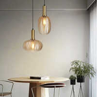 Luminaire suspendu en verre côtelé de style nordique moderne, lampe suspendue colorée, éclairage de plafond design pour îlot de cuisine, salle à manger