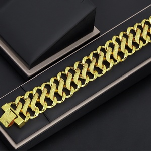 Jxx Men's Hip Hop 14K/24K Gold Plated Heavy Charm Bracelet Brass Cuban Link <b>Chain</b> for Parties Trendy Jewelry - Product Image 3