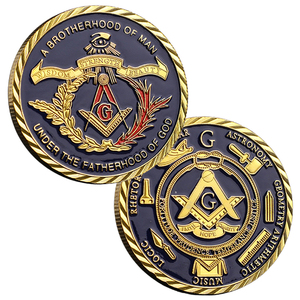 Moneda Conmemorativa Personalizada <span class=keywords><strong>de</strong></span> Desafío Masónico, Moneda <span class=keywords><strong>de</strong></span> Metal con Logotipo 3D <span class=keywords><strong>de</strong></span> Doble Cara y Esmalte Suave - Product Image 3