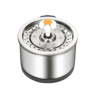 Distributeur automatique de nourriture pour chat en acier inoxydable rond et fontaine à eau automatique, bol filtrant pour l'eau potable pour chien en plastique - Product Image 1