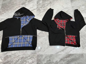 반전 착용 지퍼 업 사용자 정의 남성 뒤집을 수 격자 무늬 까마귀 - Product Image 5