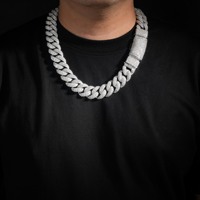 Chaîne cubaine Miami en laiton de 22 mm avec moissanite certifiée GRA, passe le testeur de diamants