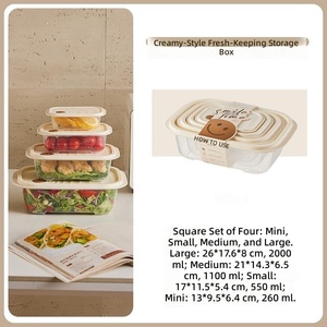 4 PCS 2L + 1.1L + 550ML + 260ML Refrigerador rectangular Plástico de grado alimenticio Microondas Congelador Juego de contenedores de alimentos seguros - Product Image 3