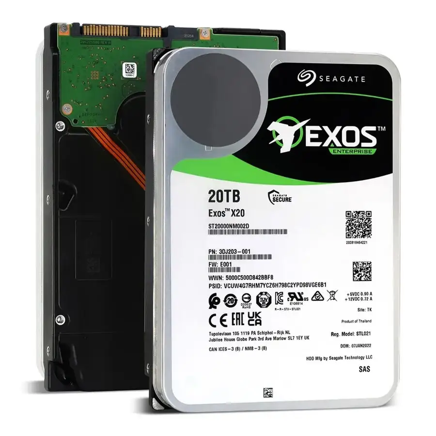 Seagate Exos X20 20tb 20000gb 7200rpm 256mb Sas Sata 3.5 Inch St20000nm007d Internal Hard Drive Disk Enterprise Hdd for Server