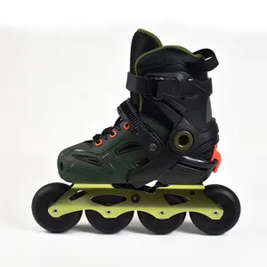 Outdoor Sport Skating Schuhe Orange gemischt Grün Verstellbare Länge 4 Räder Inline Slalom Skate Für Kinder