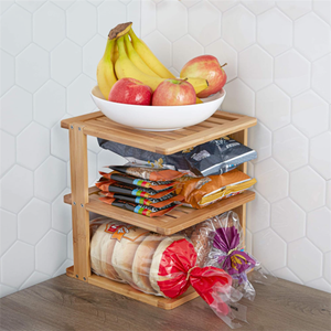 Petite étagère d'angle verticale en bambou à trois couches commande chronologique support de rangement d'armoire en bois pour cuisine salle de bain salon - Product Image 5