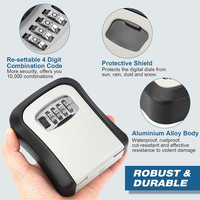 Boîte de rangement verrouillable à clé portable avec cadenas Boîte à serrure à combinaison suspendue en boucle pour clés