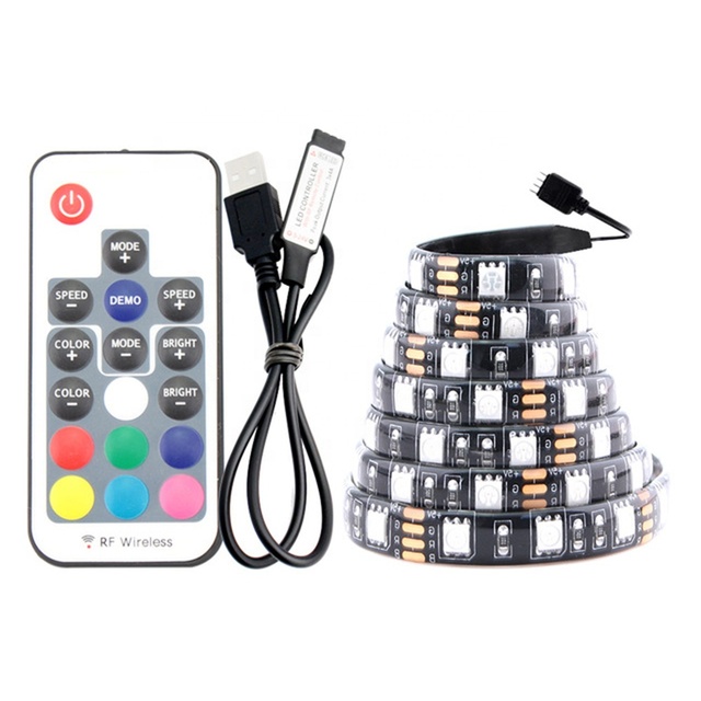 High Brightness 1M 2M 3M 4M 5M 5050 DC5V IP65 Flexible RGB TV Backlight Kit USB Led Strip Light with RF 17 Key Remote Controller