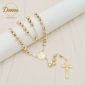 Joyería Religiosa <span class=keywords><strong>de</strong></span> San Benito, Rosarios Católicos Islámicos Musulmanes, Colgante <span class=keywords><strong>de</strong></span> Cruz, Cadena <span class=keywords><strong>de</strong></span> Cuentas, Collares <span class=keywords><strong>de</strong></span> <span class=keywords><strong>Rosario</strong></span> Chapados en Oro - Product Image 3