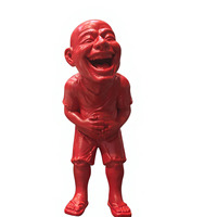 Sculpture de figurine humaine en résine rouge, rieuse et joyeuse, abstraite, intéressante, agréable, pour décoration de table.