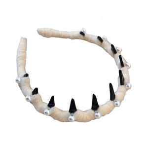 Diadema de hilo estilo coreano con perlas y ondas - Aro para el pelo con dientes antideslizantes para la parte superior de la cabeza, accesorio voluminizador de textura esponjosa - Product Image 4