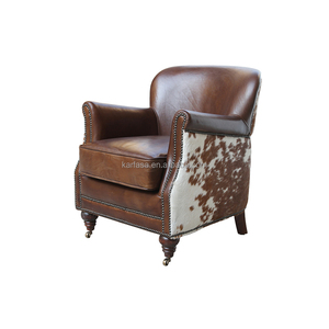 Ghế da bò tự nhiên thủ công truyền thống của Anh, màu nâu, nội thất da đa năng - Product Image 2