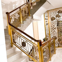 Moderne Luxueux Alliage d'Aluminium Doré Laiton Garde-corps Balustrade Design Haut de Gamme Escalier Villa Hôtel Plancher Élégant