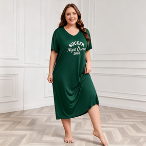 Vendita all'Ingrosso di Camicie <span class=keywords><strong>da</strong></span> Notte <span class=keywords><strong>da</strong></span> Donna con Stampa 'Night Queen', Taglie Grandi, Scollo a V, Manica Corta, Abito Estivo per Dormire - Product Image 1
