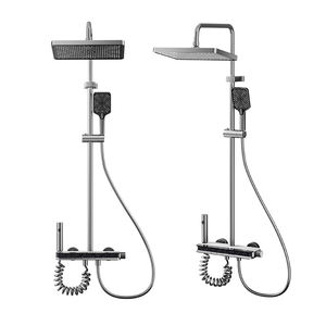 Grifos de <span class=keywords><strong>ducha</strong></span> de baño para uso doméstico, pantalla digital, luz ambiental, juego de <span class=keywords><strong>ducha</strong></span> de lluvia termostática de aluminio con aumento de presión para Baño - Product Image 6