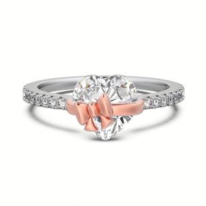 Heart Cut Zircon Jewelry <b>Set</b> 925 <b>Silver</b> Rhodium Plated <b>Necklace</b> Ring <b>Earrings</b> Women Romantic Engagement Party Style - Product Image 4