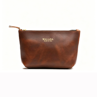 Pochette de luxe en cuir pleine fleur pour tuiles de mahjong, avec logo estampé or, en cuir camel, OEM / ODM pour marques de mahjong