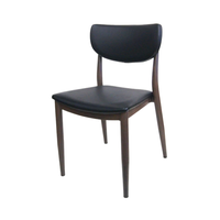 Chaise de salle à manger en métal de qualité commerciale avec cadre en noyer, élégante, style français européen, en cuir PU massif, pour la maison, le bureau, l'hôtel